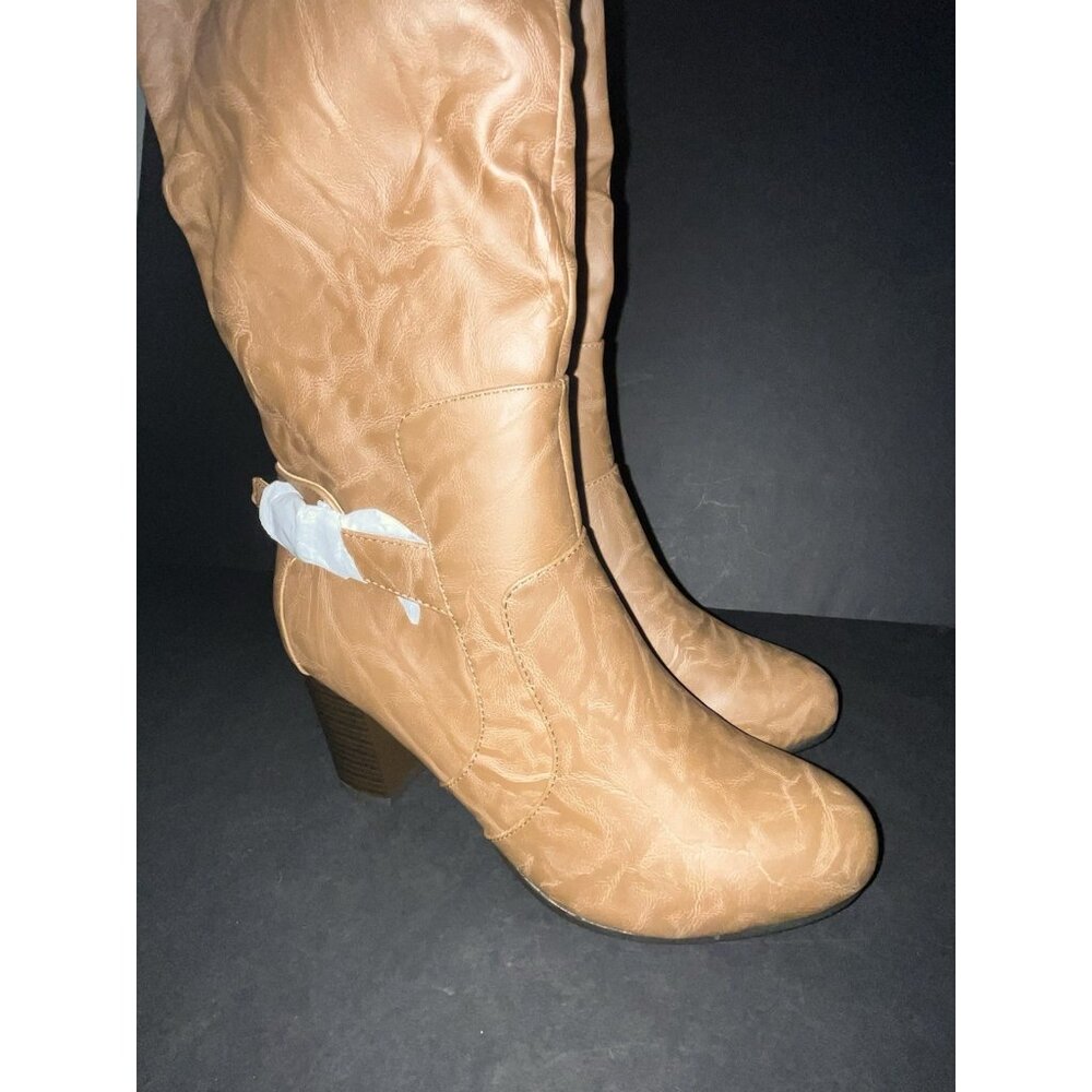 Journee Collection Tan Mid-Calf Block Heel Boots